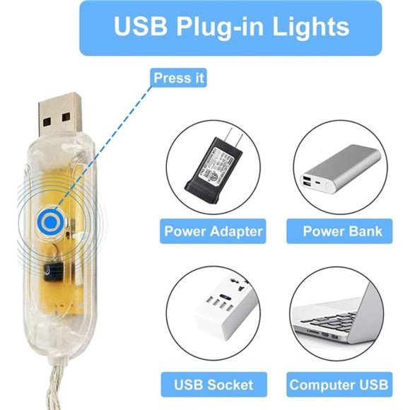 33ft Color Changing Fairy Lights, 100 LED USB Fairy String Lights with Remote - Picture 5 of 6